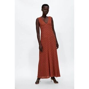 ZARA Rust Orange Metallic Maxi Dress